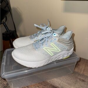 New Balance Fresh Foam Light Gray and Neon Yellow Sneakers